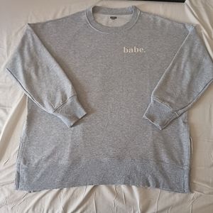 Ariel Babe Crew Neck Heathered Grey Sweatshirt , Size M